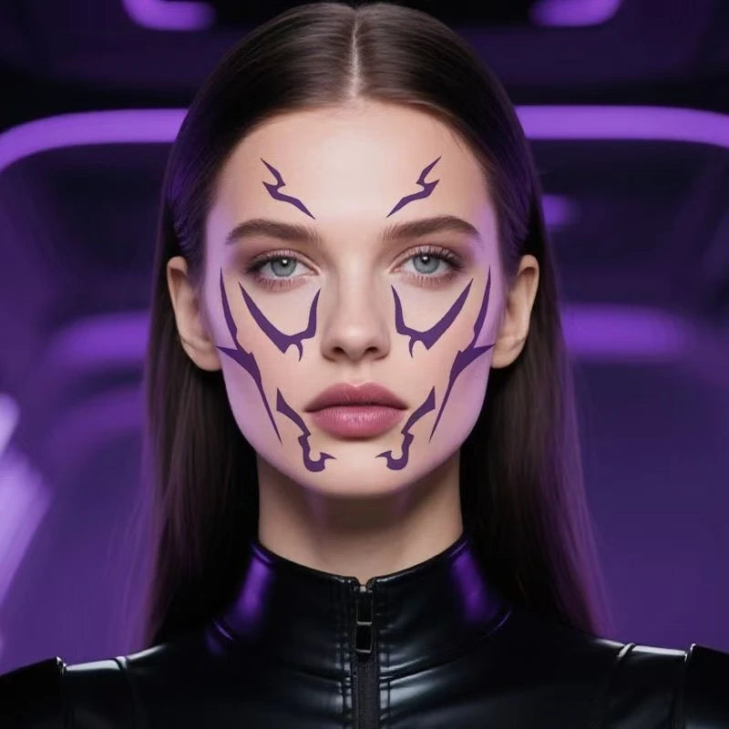 Kpop Demon Hunters Rumi Cosplay Prop Tattoo Sticker Purple Demon Patterns K-pop