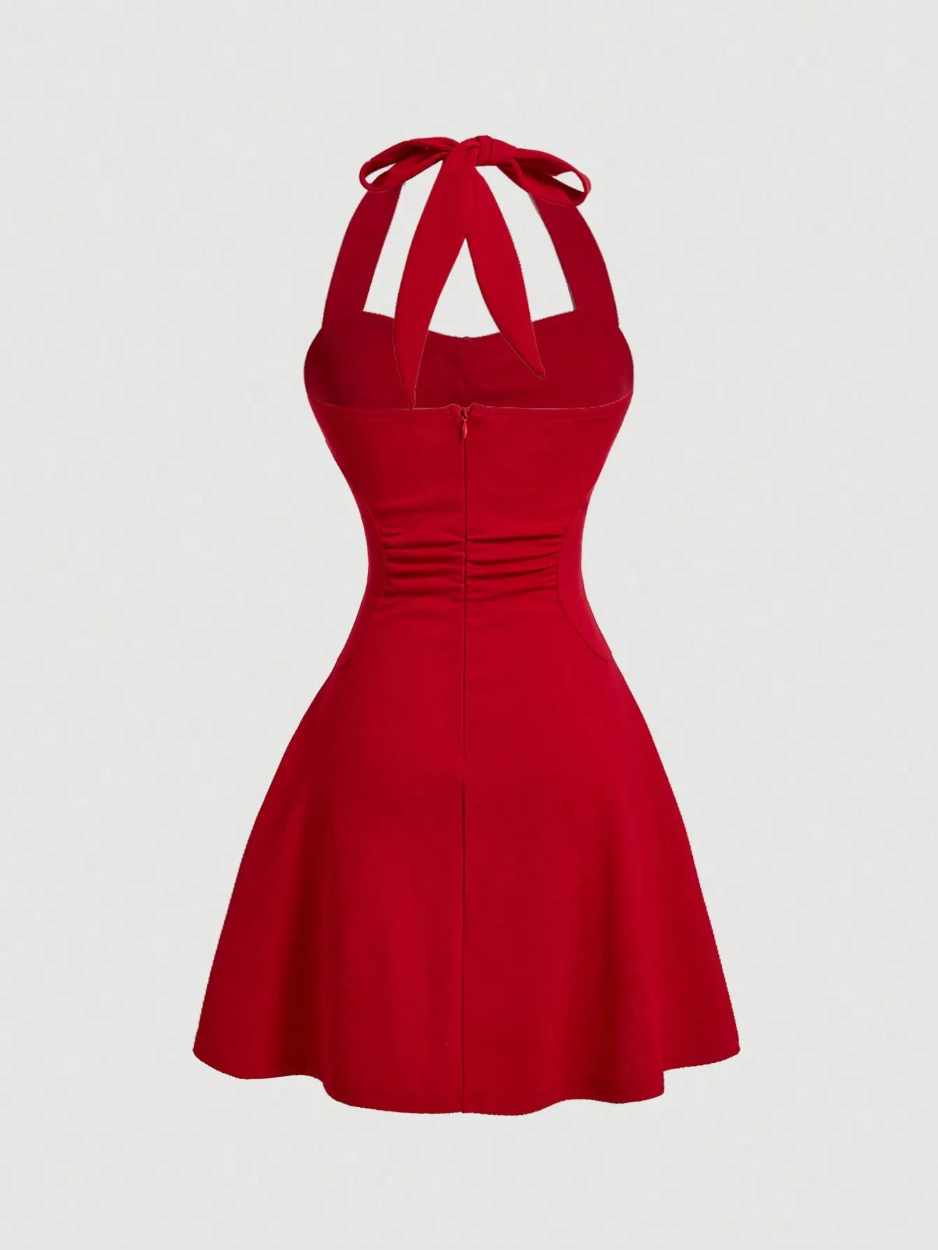 Sexy Red Halter Neck Rose Summer Party Dress