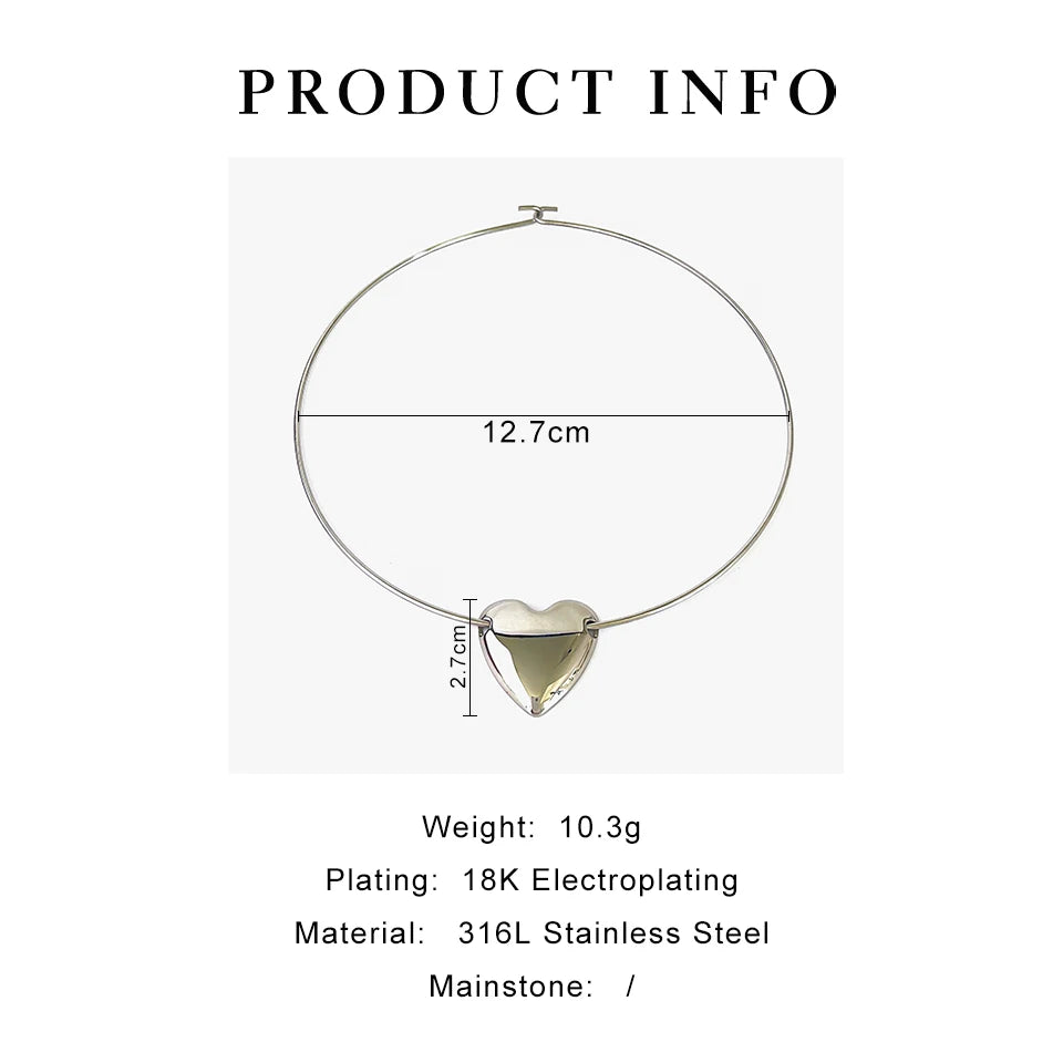 Silver Plated Choker Heart Pendant Necklace