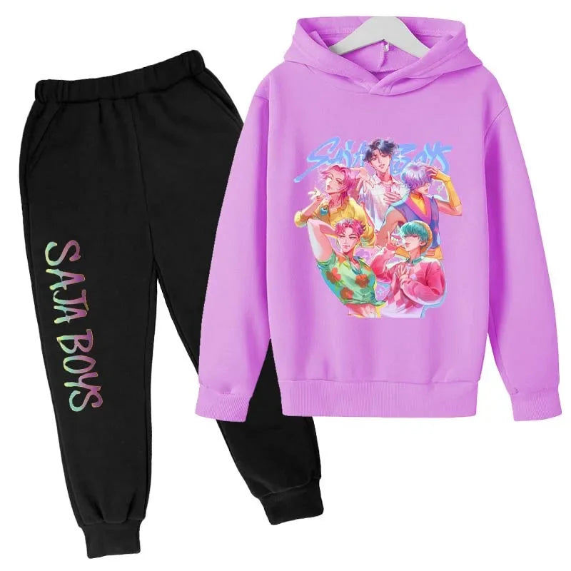 SAJA BOYS Children's Clothing KPop Demon Hunters Tracksuit Joggers Top Jumper K-Pop Merch
