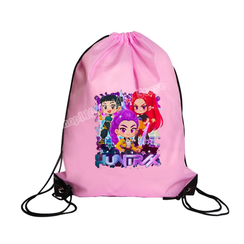 KPop Demon Hunters Merch Drawstring Swim PE Kit Sports Book Shoulder School Bag Waterproof