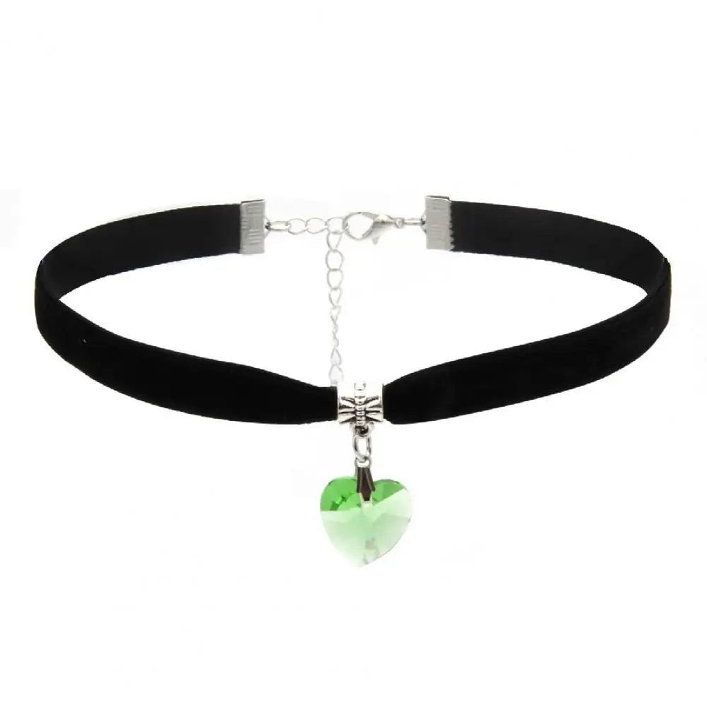 Velvet Heart Pendant Choker Necklace Adjustable Vintage Gothic Style