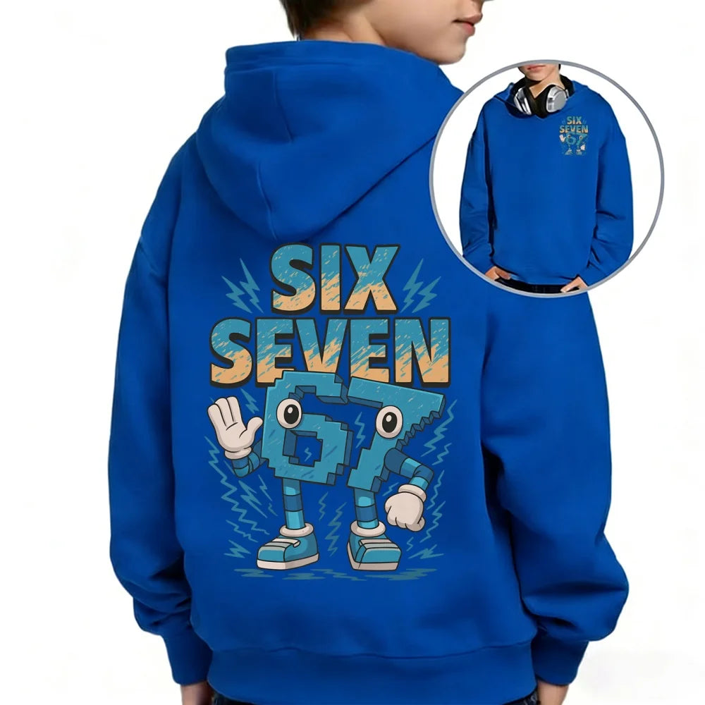 Steal a Brainrot Six Seven children's hoodie 67 trend Hooded Top Sweatshirt 6 7