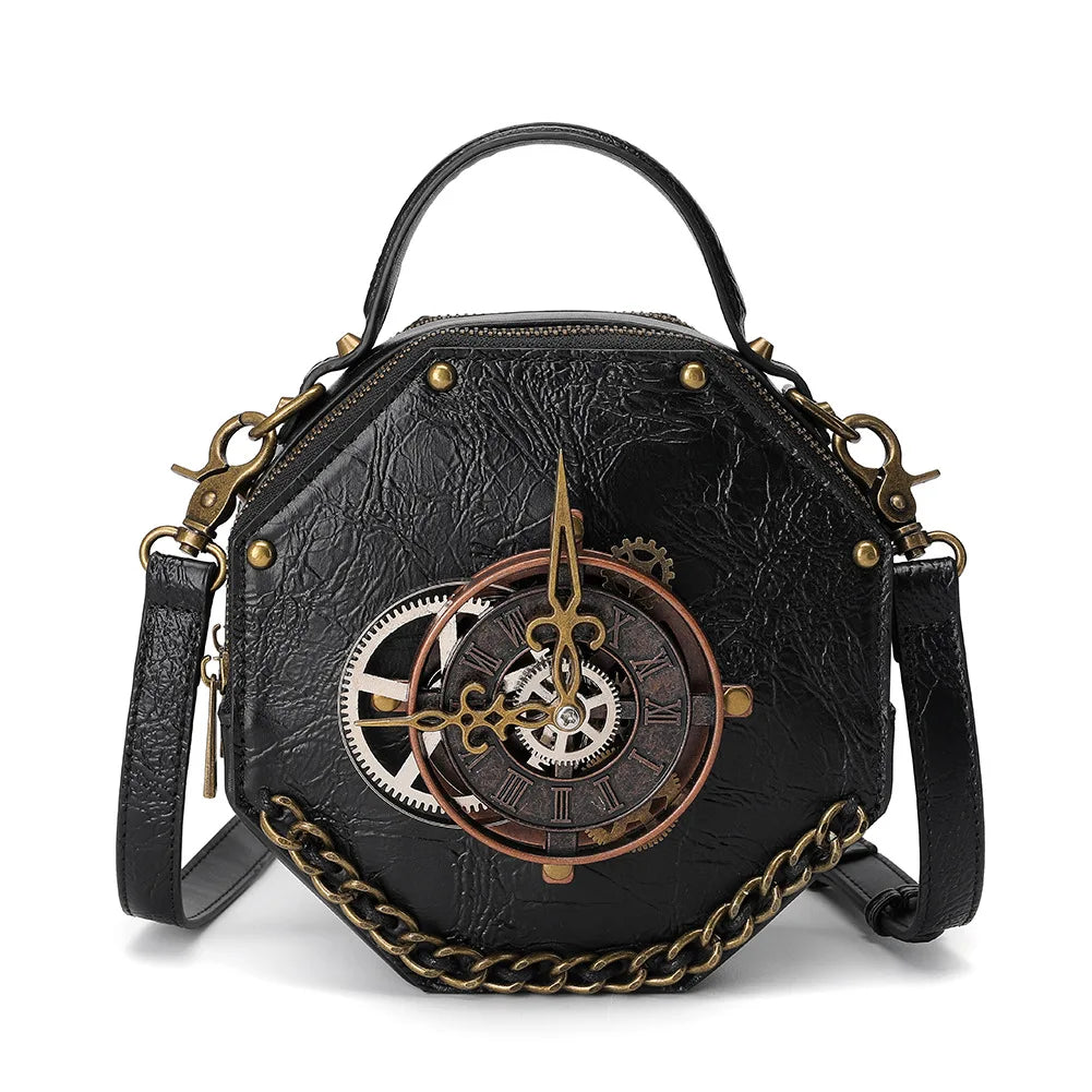 Steampunk Clockwork Punk Industrial Crossbody Bag Distressed Vintage Shoulder Handbag