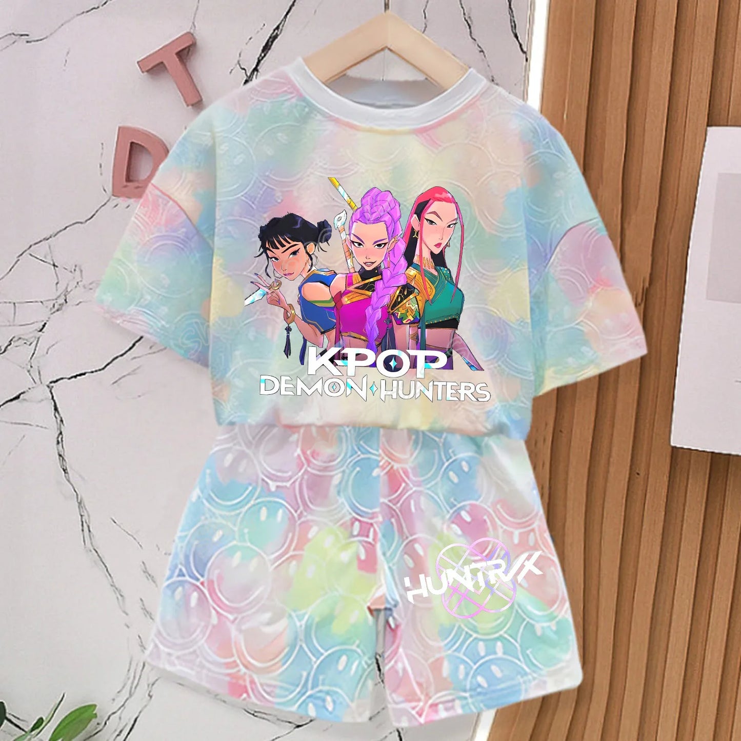 KPop Demon Hunters T-shirt Pants Shorts Set Outfit Pyjamas Huntrix Merch Clothes Gift