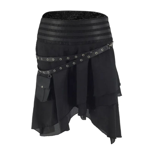 Brown or Black Pirate Gothic Irregular Corset Skirt Steampunk