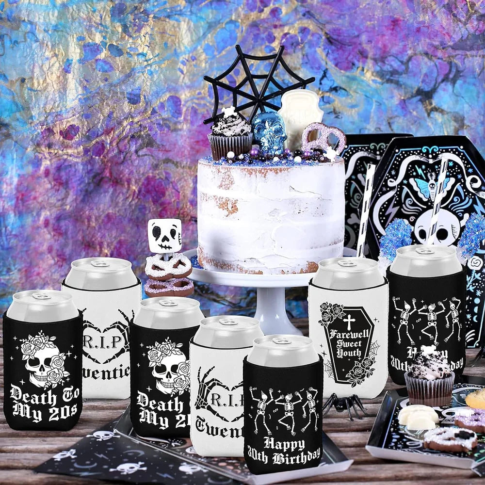 Gothic 30th Birthday Death to My 20s Party Decor Skull Can Drinks Cooler Present Gifts