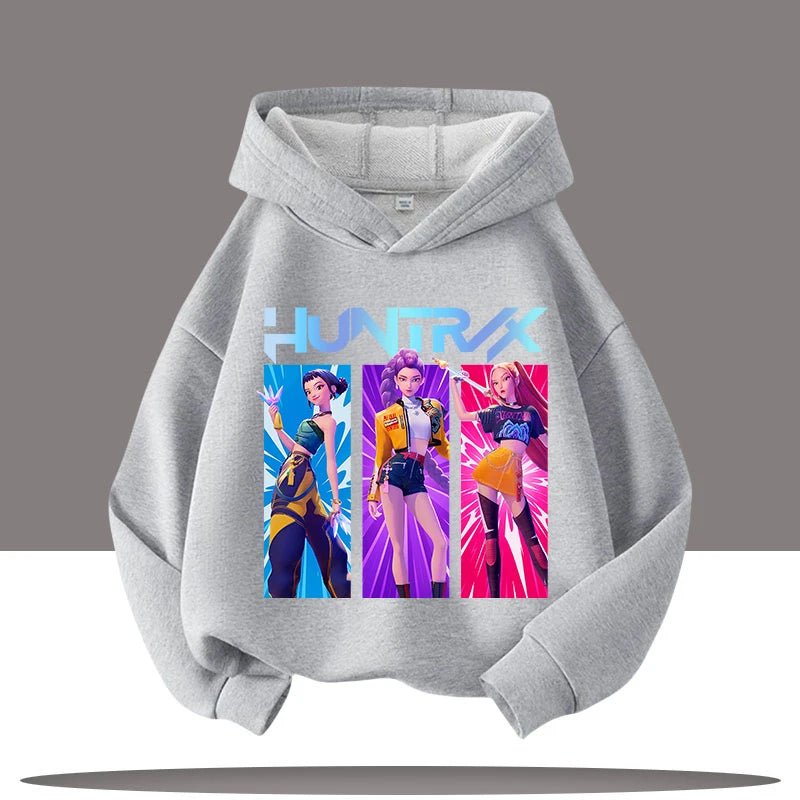 KPop Demon Hunters Huntrix Hoodies Girls Boys Rumi Hooded Sweatshirt Jumper K-pop Merch Gifts