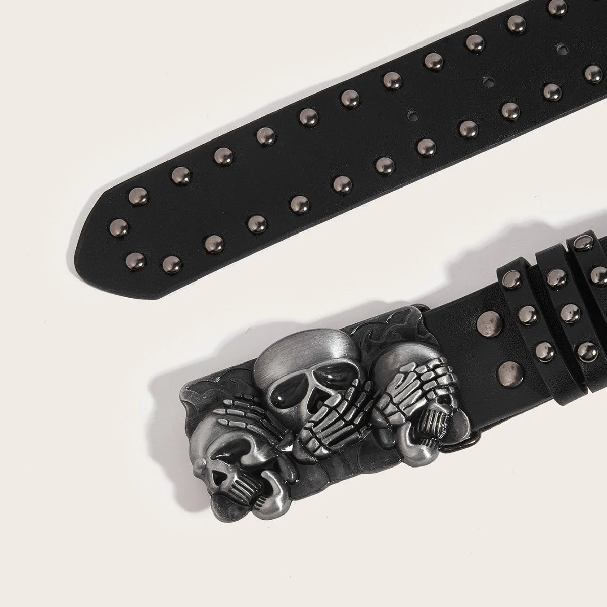Punk Belts Gothic Skull Buckle Studded Metal Waistband Goth Belt