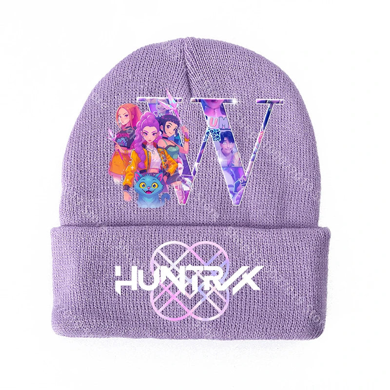 K Pop Demon Hunters Merch Gifts Girls Knitted Winter Hats Huntrix Beanie Personalised Cap Kpop Rumi Mira Zoey