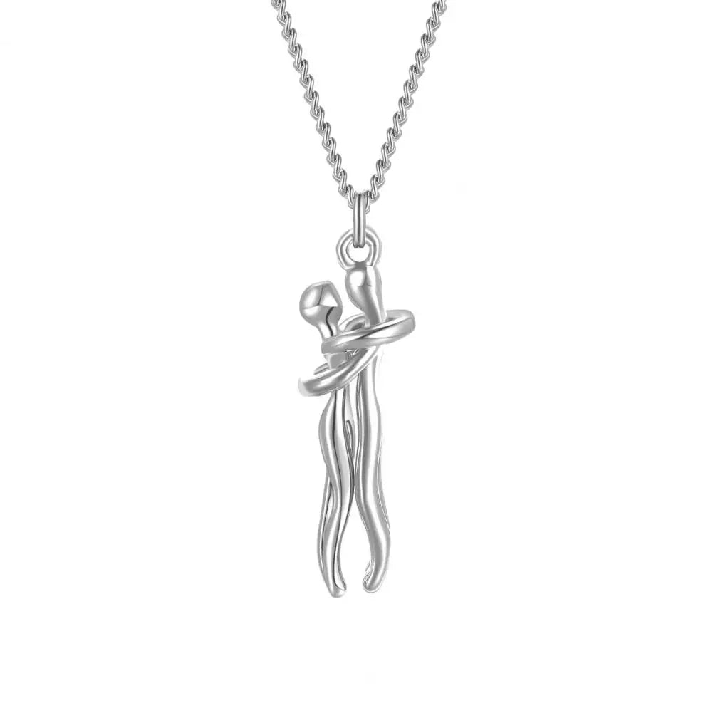 Couple Necklace Unity Trust Embrace Pendant Necklace Adjustable Length