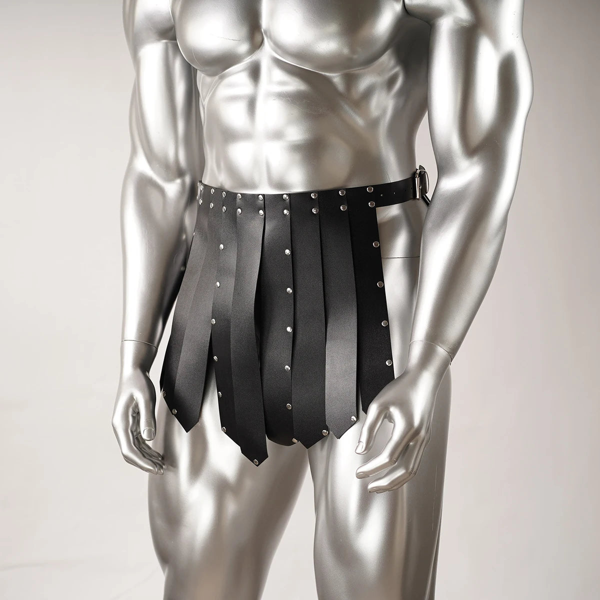 Sexy Gothic Men Gladiator Costume Harness Roman Skirt Fancy Dress