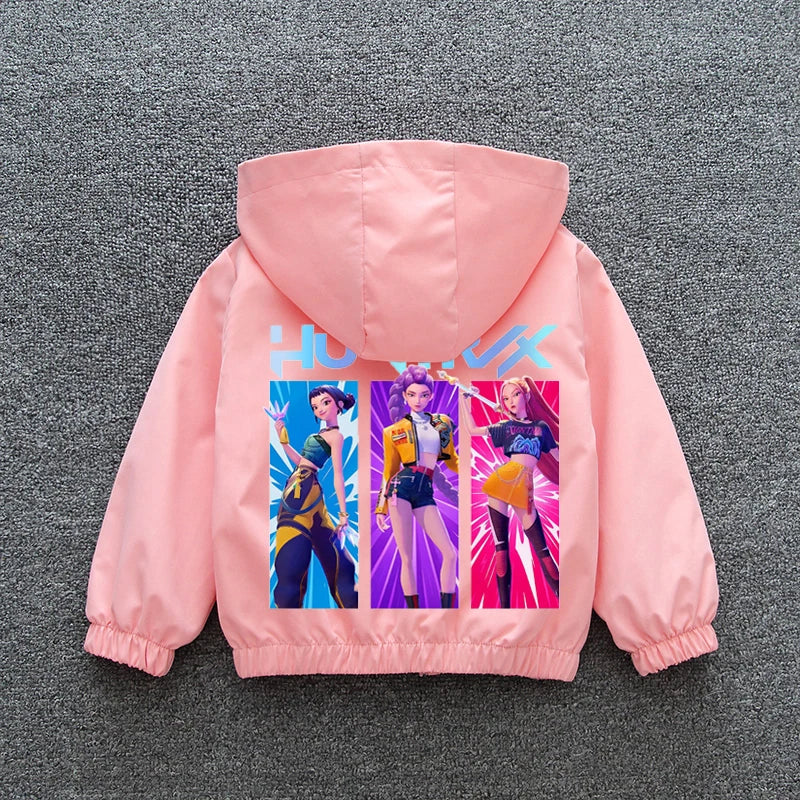Kpop Demon Hunters Rumi Mira Zoey Clothes Girls Summer Raincoat Jacket Mac Waterproof