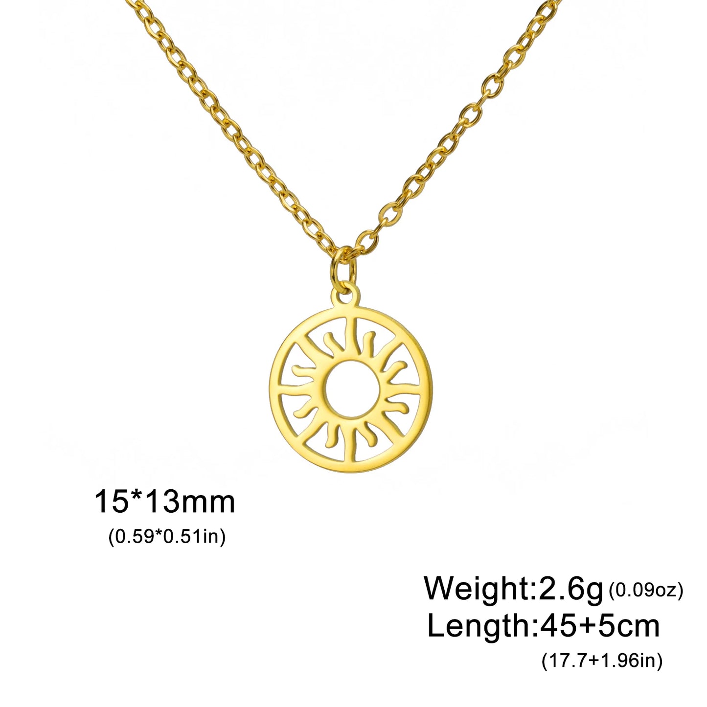 Sun Moon Pendant Chain Necklace Stainless Steel Bohemian Choker Necklace Pagan