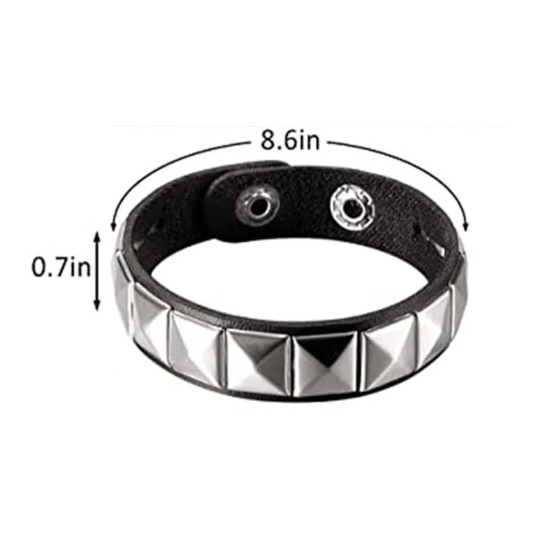 Black Silver Metal Arm Cuff Studded Bracelet