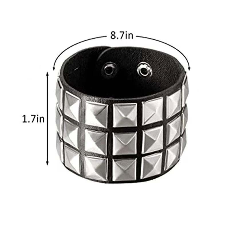 Black Silver Metal Arm Cuff Studded Bracelet