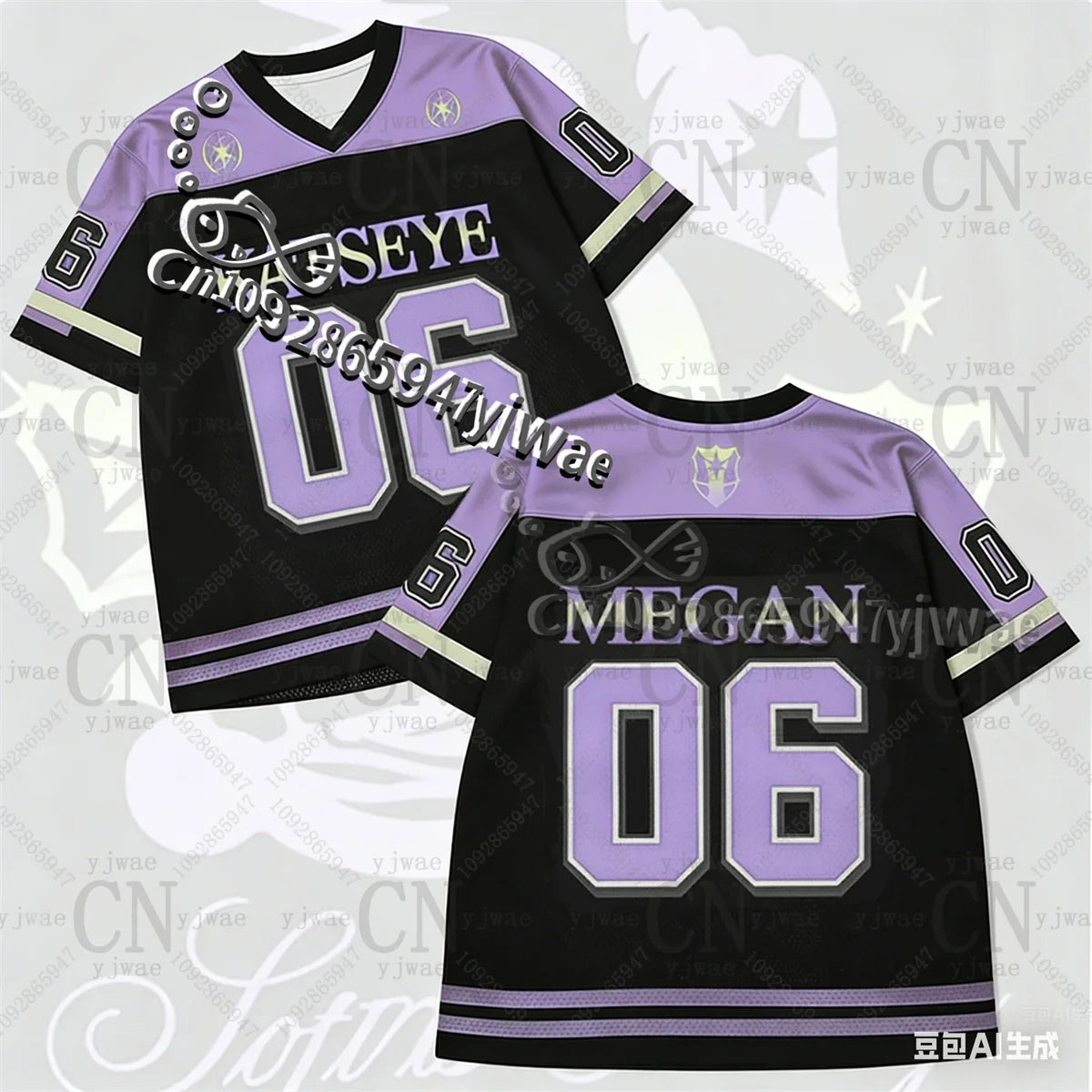 KPOP KATSEYE Unisex Football Jersey Black Purple Korean Pop T-shirt K-pop Clothes