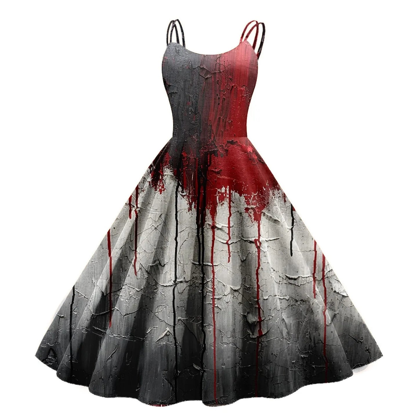 Gothic Bat Print 1950s Rockabilly Vintage Swing Dress