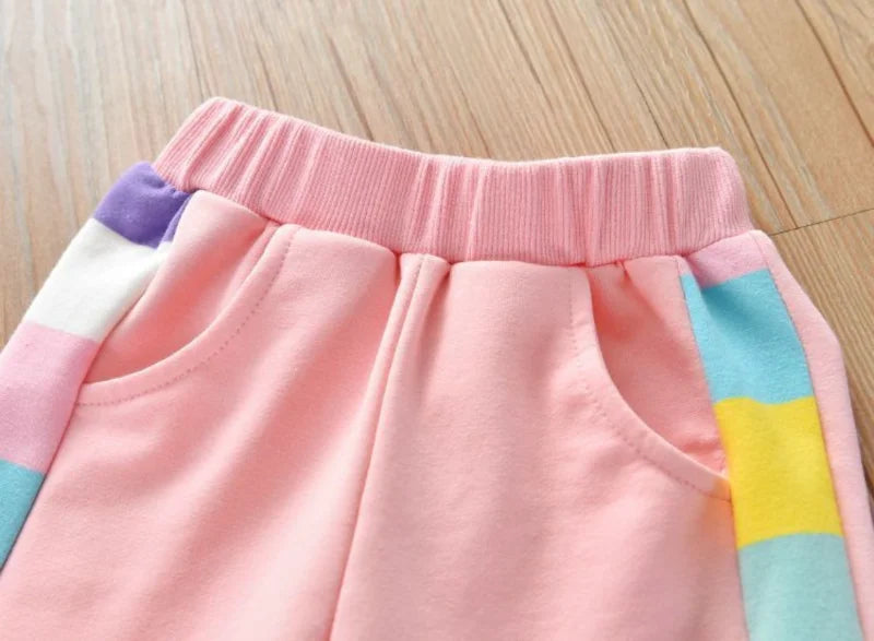 Sanrio Kuromi Cinnamaroll Hello Kitty Hoodie Tracksuits Joggers Girls Clothes Sets Sweater Rainbow