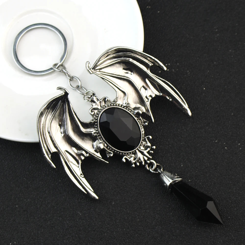 Gothic Vampire Bat Keyring Red Crystal Keychain Gothic Jewellery