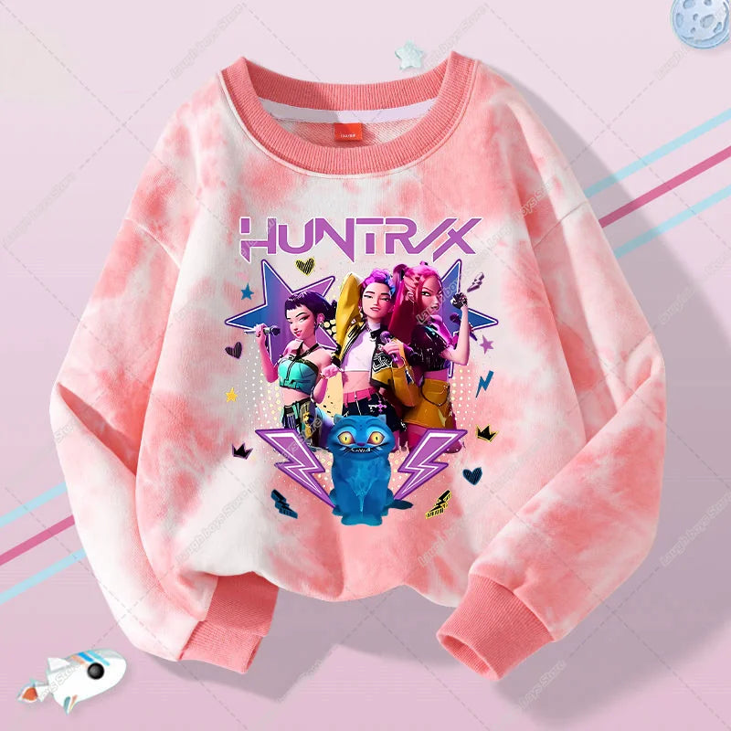 KPop Demon Hunters Sweater Hoodie Child Jumper Huntrix Saja Boys Top Clothes Gifts Merch