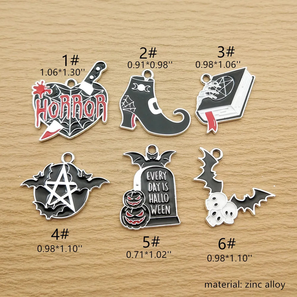 10pcs Halloween Horror Character Charm for Jewelry Making Enamel Necklace Pendant Diy Accessories Alloy Metal