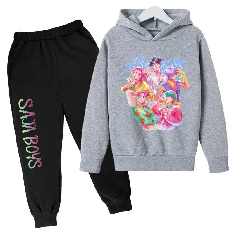 SAJA BOYS Children's Clothing KPop Demon Hunters Tracksuit Joggers Top Jumper K-Pop Merch