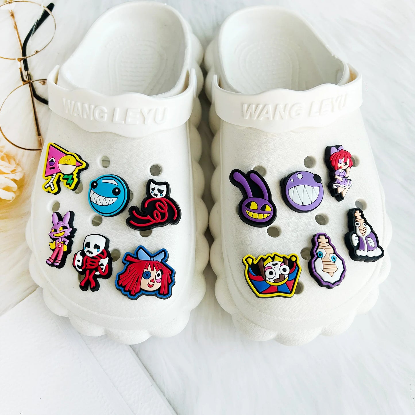 TADC 12pcs/set The Amazing Digital Circus Shoe Croc Charms Accessories for Clog Kids Gifts