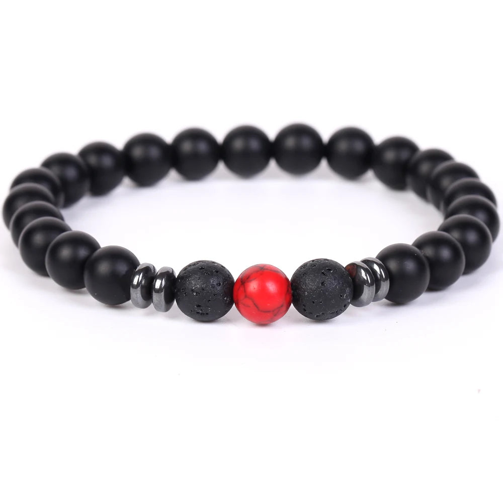 Stone Bracelet Black Agates Hematite Round Beads Jewellery Healing Energy