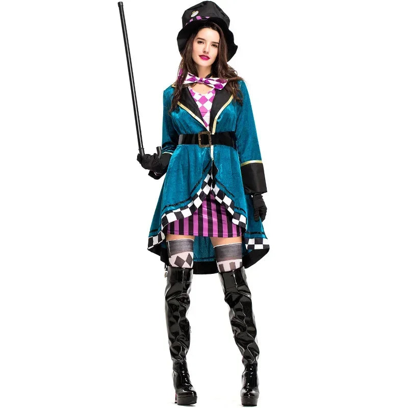 Sexy Alice In Wonderland Mad Hatter Cosplay Fancy Dress Costume