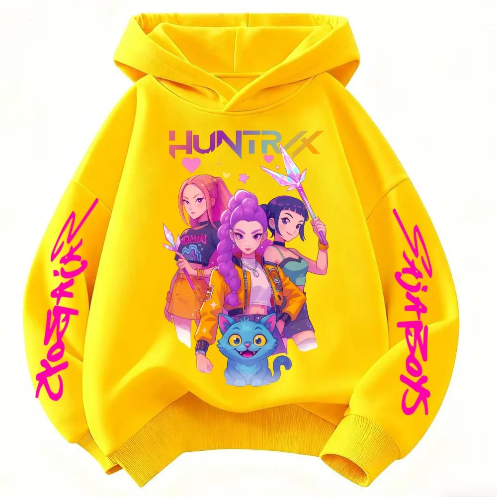 KPOP Demon Hunters Rumi Mira Zoey Hoodie Jumper Hooded Sweatshirt Clothes Huntrix