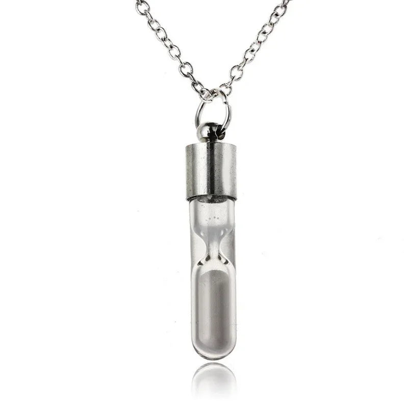 Glow In The Dark Hourglass Necklace Glass Pendant Chain