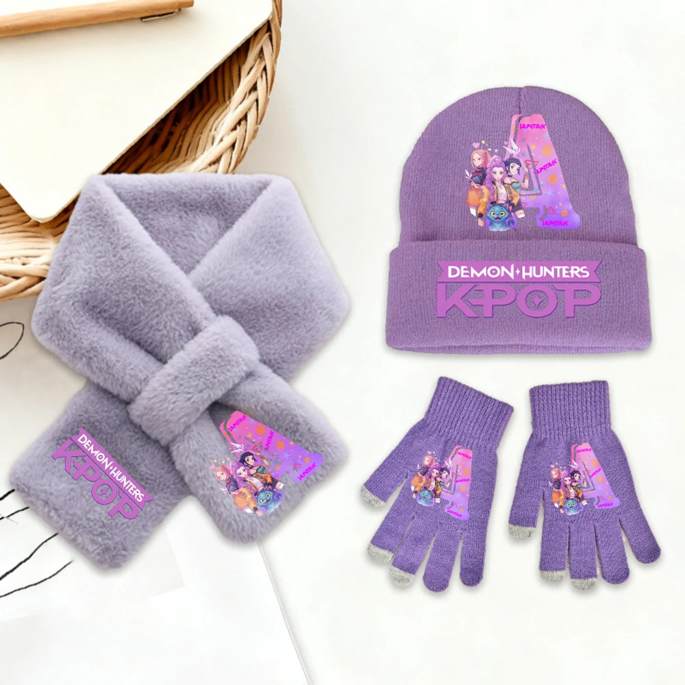 K-Pop Demon Hunters 3Pcs Hat Gloves Scarf Set Huntrix Personalised