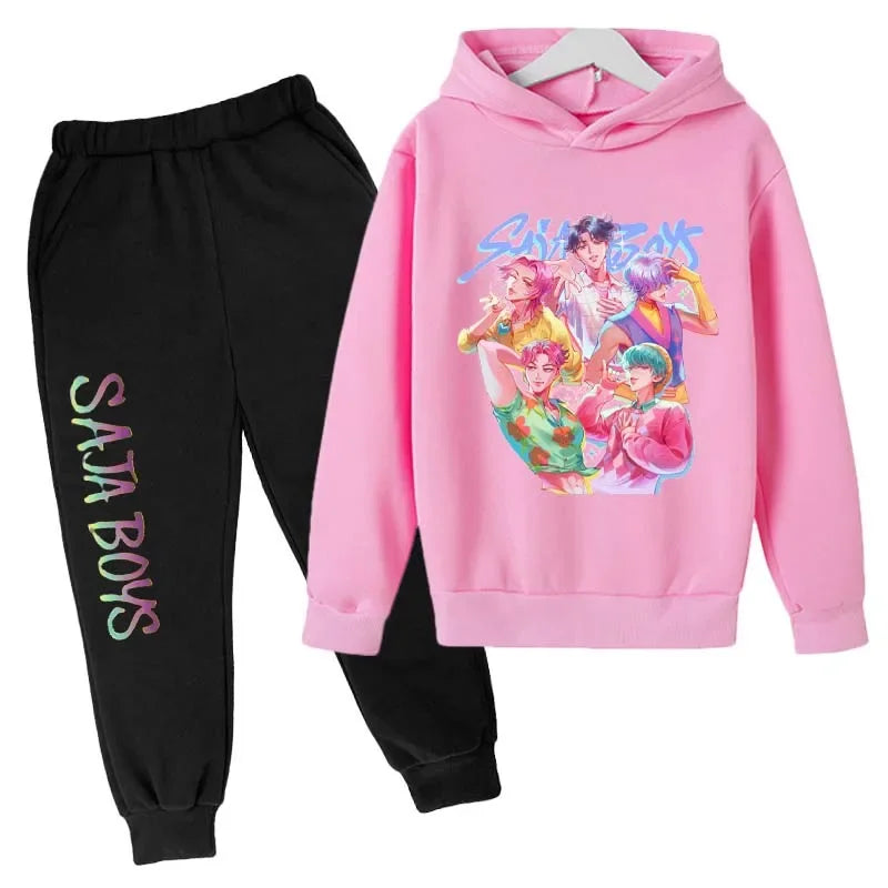 SAJA BOYS Children's Clothing KPop Demon Hunters Tracksuit Joggers Top Jumper K-Pop Merch