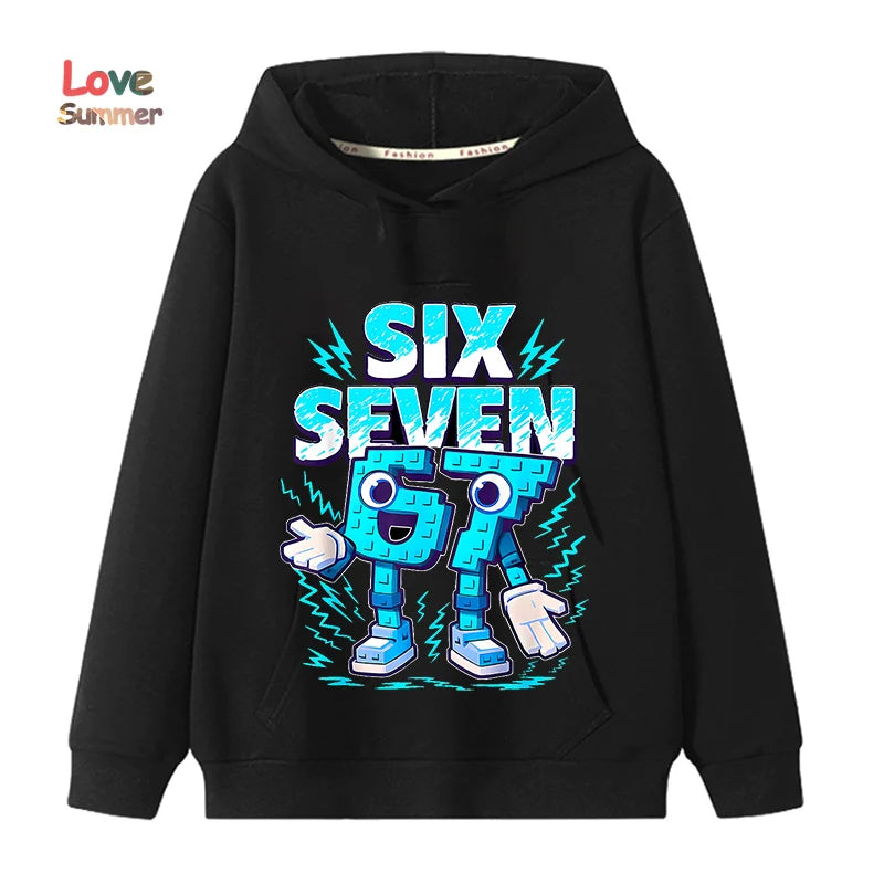 67 Six Seven Italian Brainrot Hoodie Funny Meme Pullover Girls Boys Fleece Sweatshirt