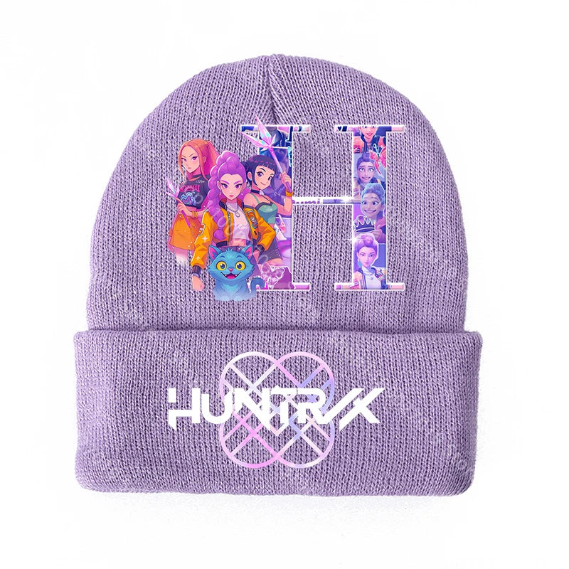 K Pop Demon Hunters Merch Gifts Girls Knitted Winter Hats Huntrix Beanie Personalised Cap Kpop Rumi Mira Zoey