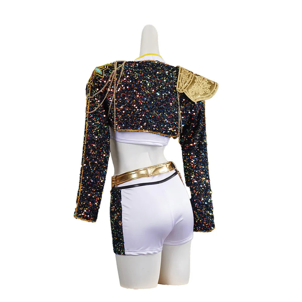 Kids Girls Kpop Demon Hunters Rumi Mira Zoey Huntrix Golden Cosplay Costume Childs Stage Fancy Dress