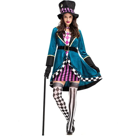 Sexy Alice In Wonderland Mad Hatter Cosplay Fancy Dress Costume