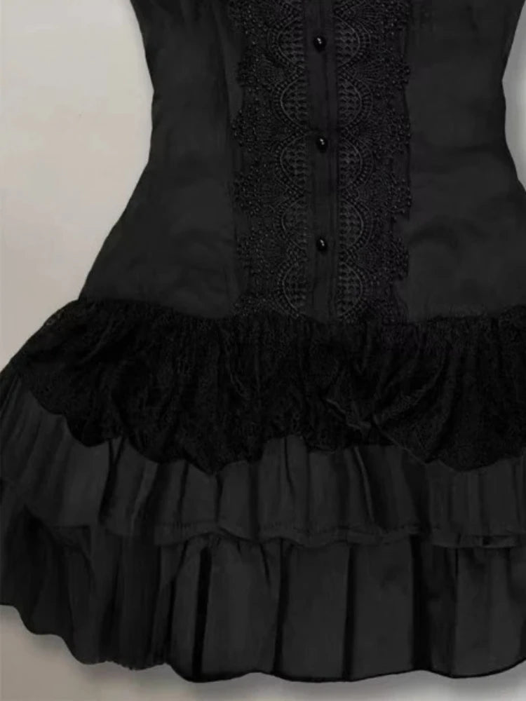 Victorian Gothic Lace Frill Mini Dress