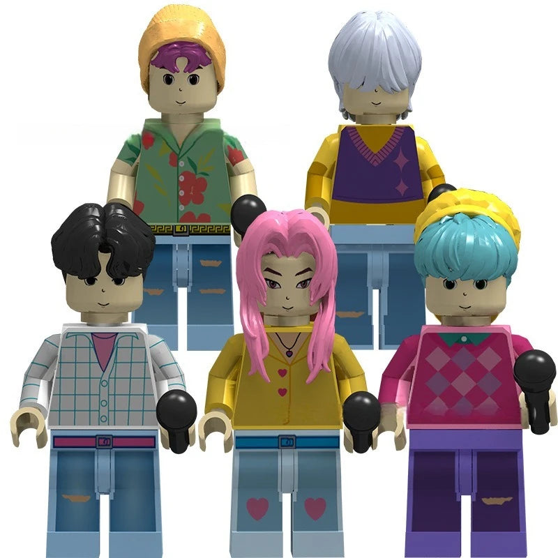 KPop Demon Hunters Saja Boy Lego Figures Building Blocks Model Toy Doll Merch Gifts 5 pcs