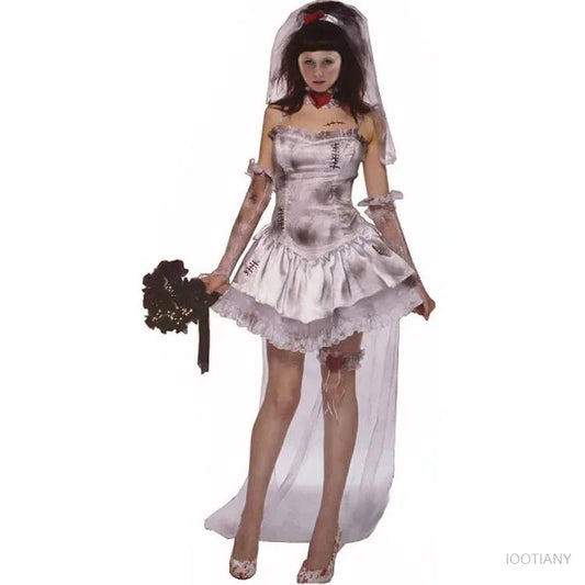 Sexy Corpse Dead Bride Zombie Ghost Bride Costume Horror Halloween Fancy Dress