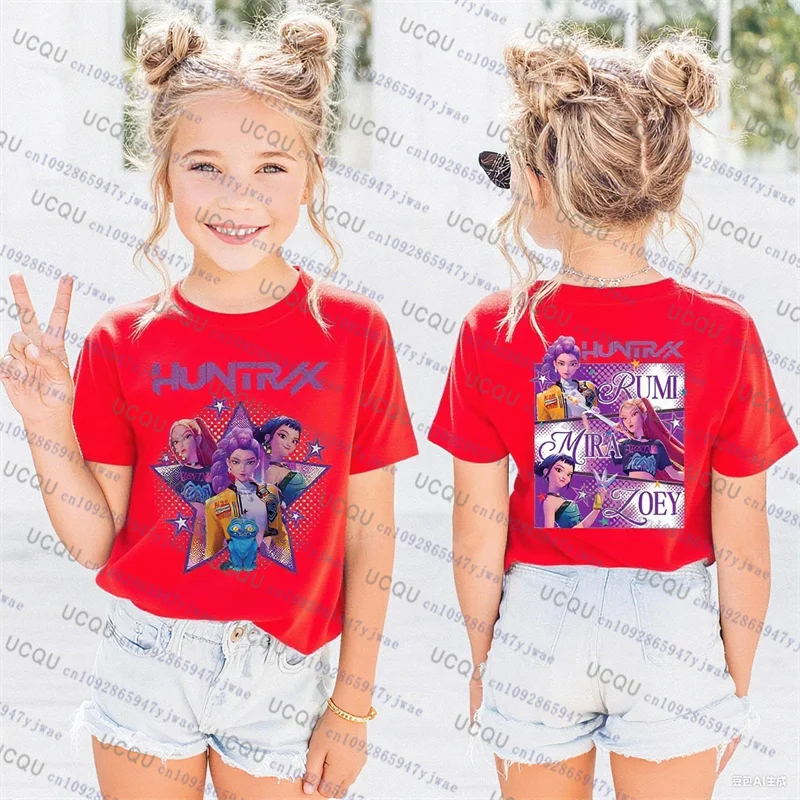 Kpop Demon Hunters Parent Child Short Sleeve T-shirt Matching Tees Huntrix K-pop