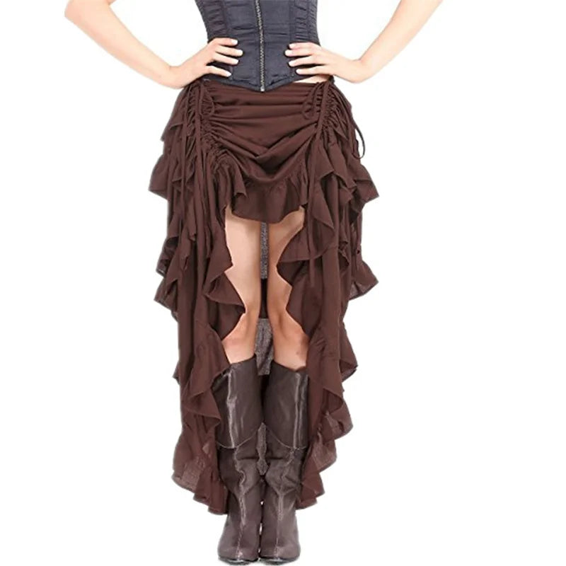 Brown Black Steampunk Pirate Sexy Medieval Costume Skirt