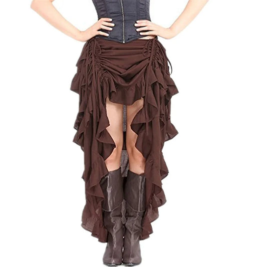 Brown Black Steampunk Pirate Sexy Medieval Costume Skirt