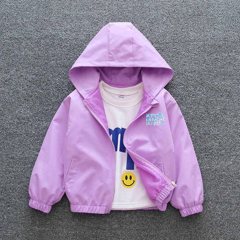 Kpop Demon Hunters Rumi Mira Zoey Clothes Girls Summer Raincoat Jacket Mac Waterproof