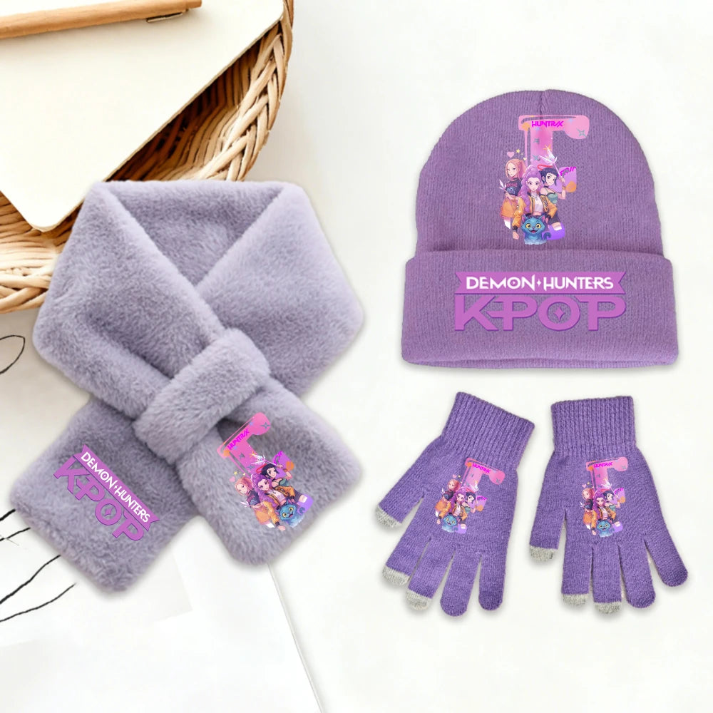 K-Pop Demon Hunters 3Pcs Hat Gloves Scarf Set Huntrix Personalised