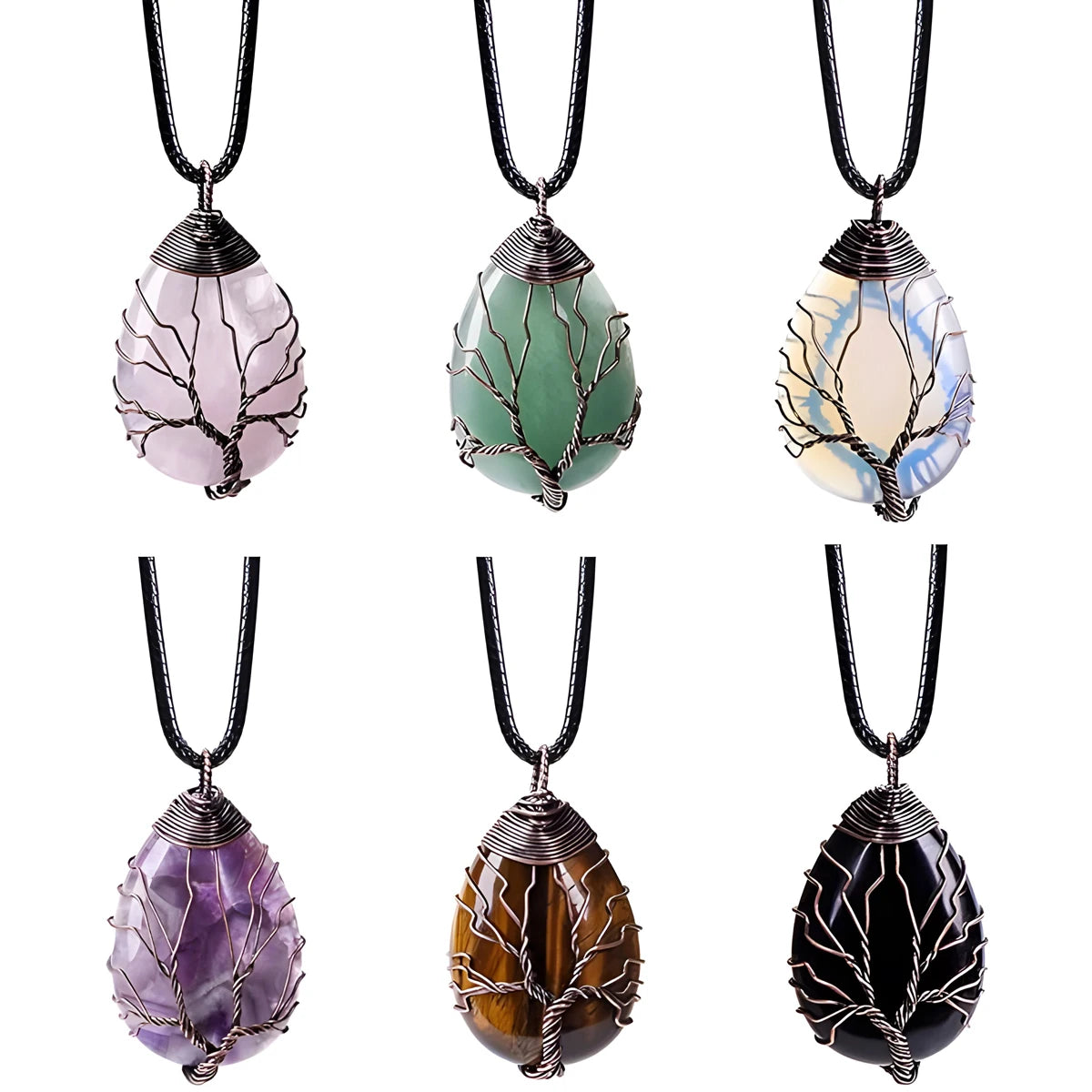 Natural Crystal Rose Quartz Tree Amethyst Pendant Jewelry