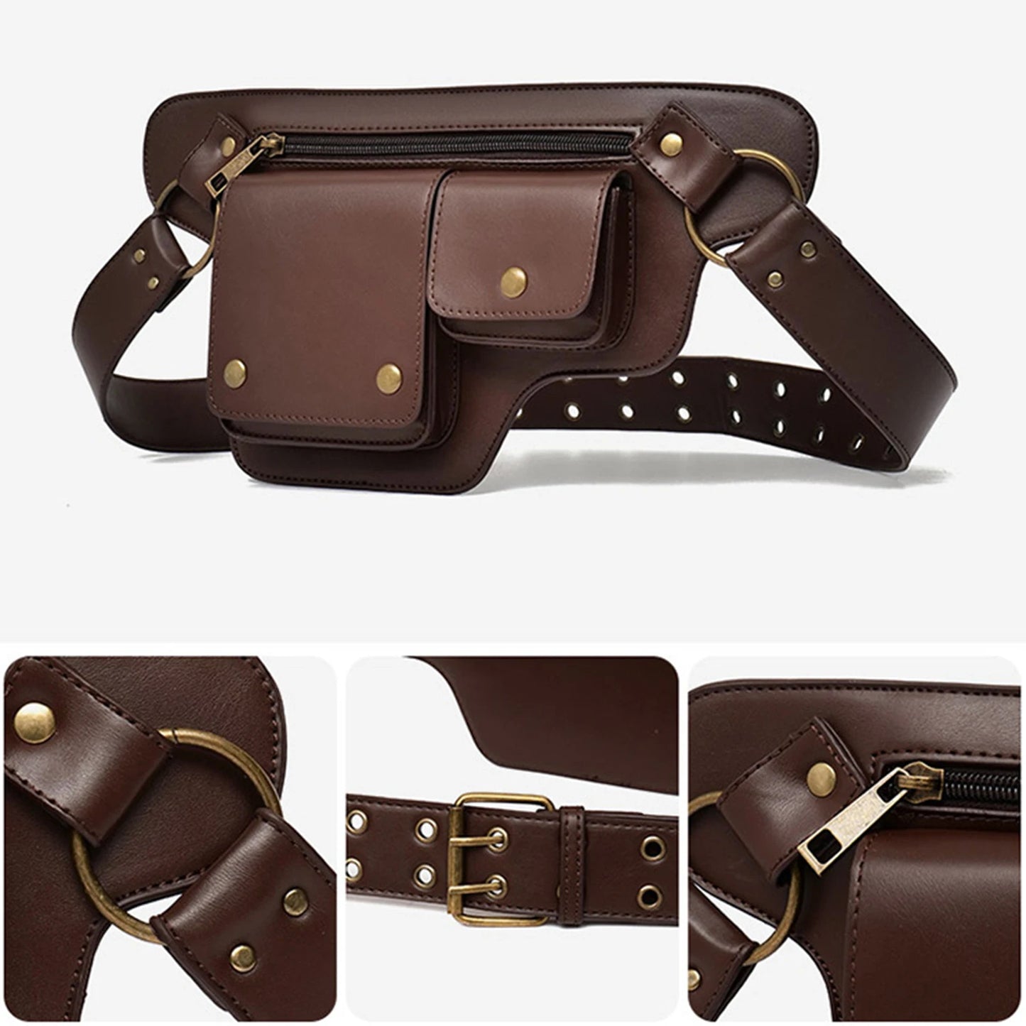 Punk Motorcycle Style Waist Bag Fanny Pack