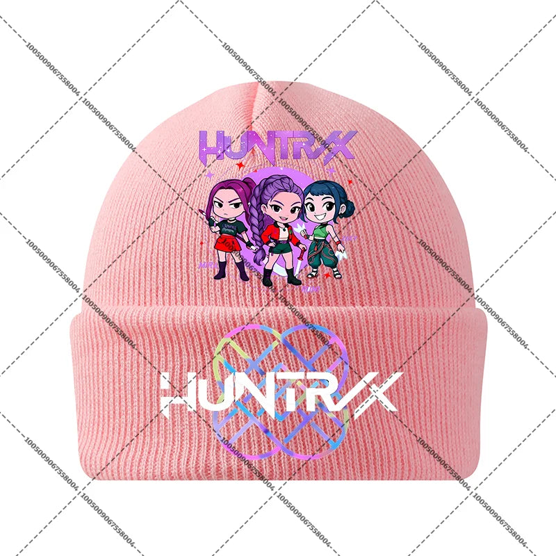 KPop Demon Hunters Huntrix Knit Cap Winter Beanie Knitted Hat Rumi Mira Zoey Merch Gifts