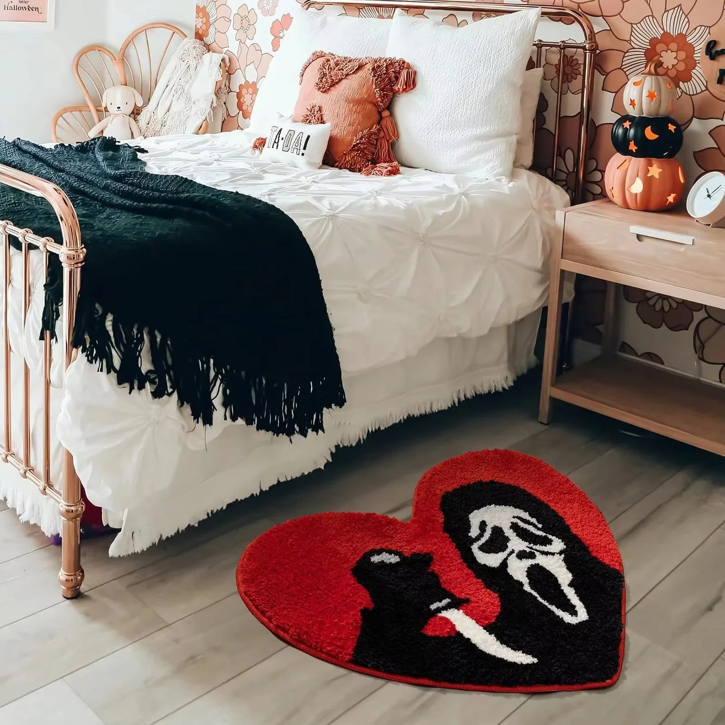 Love Horror Slasher Gothic Scream Bath Door Mat Non Slip Heart Shaped Rug